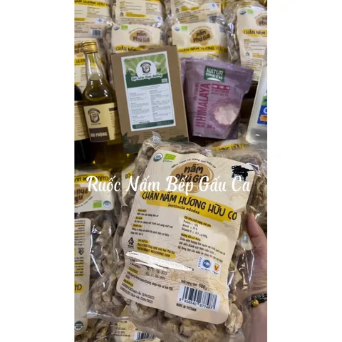 Ruốc Nấm Hương cay Bếp Gấu Ca,chà bông nấm,món ăn chay,khô nấm cay cay,ruốc nấm hương chay ngon