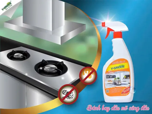 Siêu tẩy dầu mỡ V-Green sạch nhanh-an toàn chai 600ml