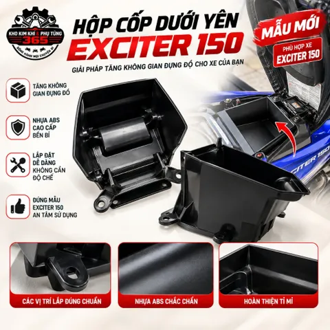 Hộp cốp dưới yên Yamaha Exciter 150 màu đen mẫu mới nhựa ABS siêu bền