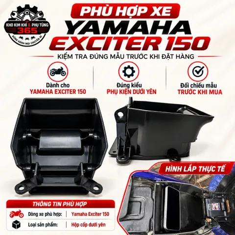 Hộp cốp dưới yên Yamaha Exciter 150 màu đen mẫu mới nhựa ABS siêu bền