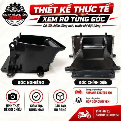 Hộp cốp dưới yên Yamaha Exciter 150 màu đen mẫu mới nhựa ABS siêu bền