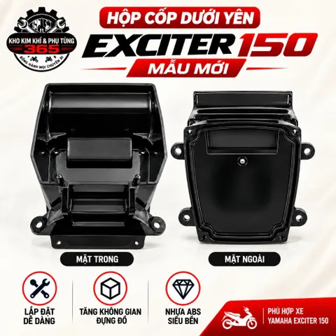 Hộp cốp dưới yên Yamaha Exciter 150 màu đen mẫu mới nhựa ABS siêu bền