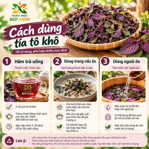 Tía Tô Khô 1KG Sạch, Thơm | Lá Tía Tô Khô Hàng Mới | Trà Tía Tô Thảo Mộc Búp Xanh