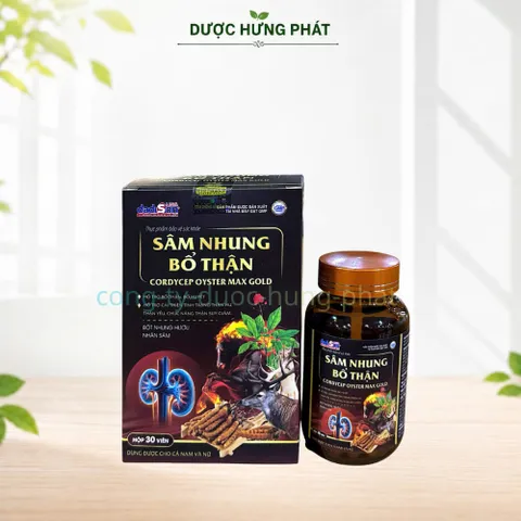Sâm Nhung Bổ Thận Cordycep Oyster Max Gold giúp giúp bổ huyết, tăng lực, bổ thận, dưỡng thận hộp 30 viên