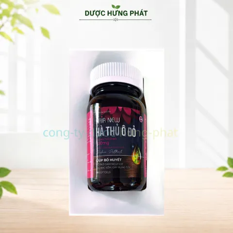 Viên uống Hair New Hà Thủ Ô Đỏ Hộp Đen giúp bổ huyết, hỗ trợ giảm nguy cơ tóc bạc sớm, gãy rụng tóc hộp 30 viên