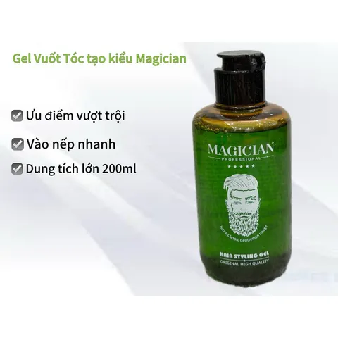 Gel keo Vuốt tóc Tạo kiểu Nam cao cấp Không gây kích ứng da đầu Magician 200ml