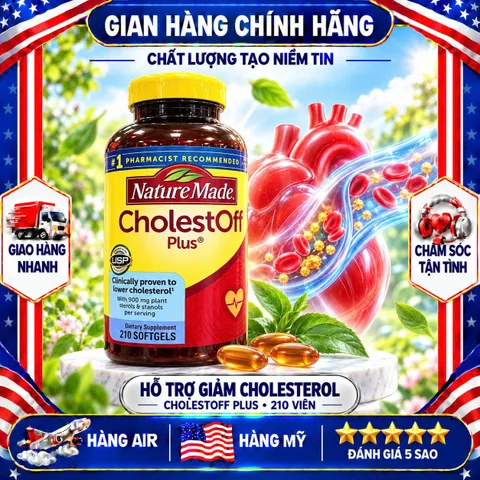 VIÊN GIẢM MỠ MÁU NATURE MADE CHOLESTOFF PLUS HỘP 210 VIÊN NỘI ĐỊA MỸ