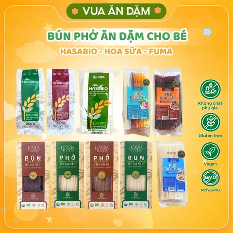 BÚN GẠO TƯƠI PHỞ GẠO TƯƠI HỮU CƠ SẤY KHÔ HOA SỮA / VIETSUISSE / HASABIO cho bé và cả nhà