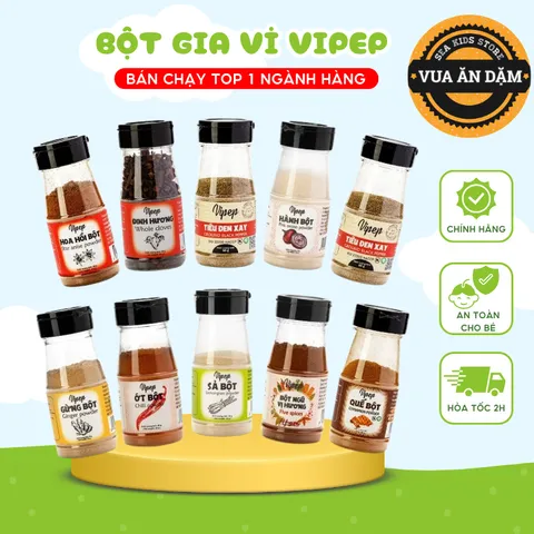 Trọn bộ Bột Gia Vị Sạch và Tự Nhiên (Hành,Tỏi,Sả) cho bé và cả gia đình | Bột gia vị VIPEP (Mẫu mới-Vipep Date 2026)