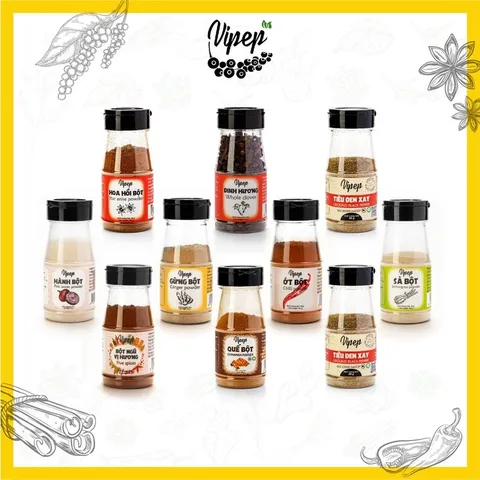 Trọn bộ Bột Gia Vị Sạch và Tự Nhiên (Hành,Tỏi,Sả) cho bé và cả gia đình | Bột gia vị VIPEP (Mẫu mới-Vipep Date 2026)