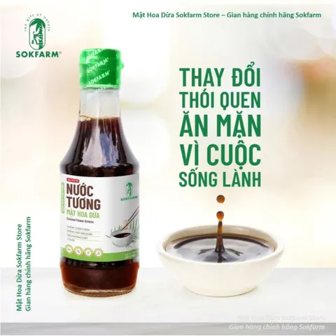 Nước tương mật hoa dừa hữu cơ Sokafarm, Nước tương từ mật hoa dừa không đậu nành, không đường, ít muối cho bé ăn dặm