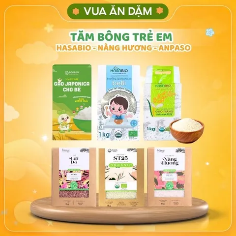 Gạo Hữu Cơ ST25 cho bé ăn dặm Vietsuisse | NÀNG HƯƠNG | HOA SỮA | HasaBio cho bé và cả nhà