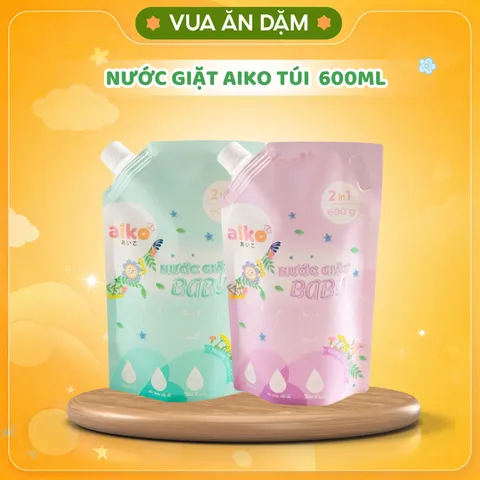 Nước giặt Aiko-TÚI 600 ML-thơm lâu và dịu nhẹ, an toàn vs da nhạy cảm của bé