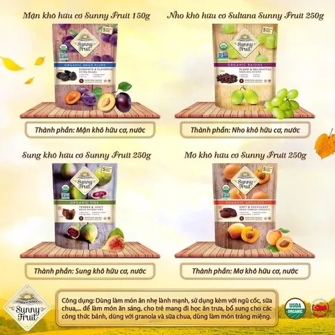 MẬN KHÔ hữu cơ Sunny Fruit giúp bé chống lại táo bón (06/2027)