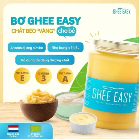  Bơ Ghee Hữu Cơ EASY–Ghee Butter Organic, Không Lactose, Giàu Dinh Dưỡng, Dành Cho Bé Ăn Dặm & Gia Đình