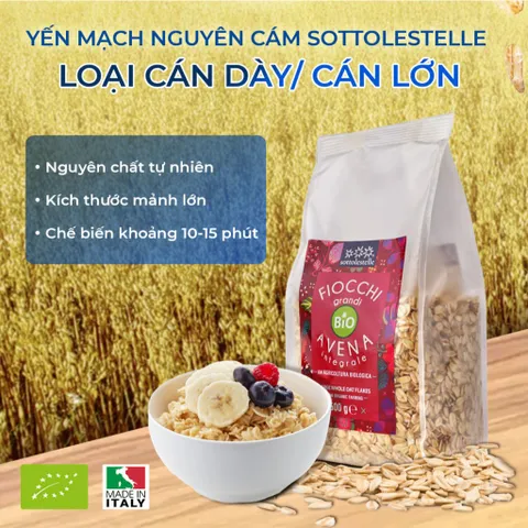 Yến Mạch Nguyên Cám Sottolestelle 500g Hữu Cơ Giàu Dinh Dưỡng Yến Mạch Ăn Kiêng Healthy