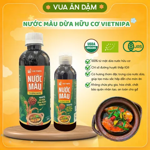 Nước Màu Dừa Hữu Cơ VIETNIPA –Từ Mật Dừa Nước, Tạo Màu Món Ăn, Dùng Cho Bé Ăn Dặm Từ 1 Tuổi (Date 2028)