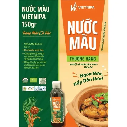 Nước Màu Dừa Hữu Cơ VIETNIPA –Từ Mật Dừa Nước, Tạo Màu Món Ăn, Dùng Cho Bé Ăn Dặm Từ 1 Tuổi (Date 2028)