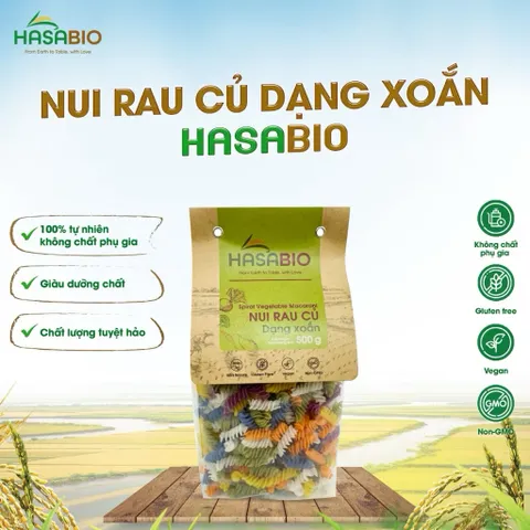 Nui Xoắn rau củ, Nui Maccaroni chữ C rau củ cho bé ăn dặm và cả nhà-HasaBio