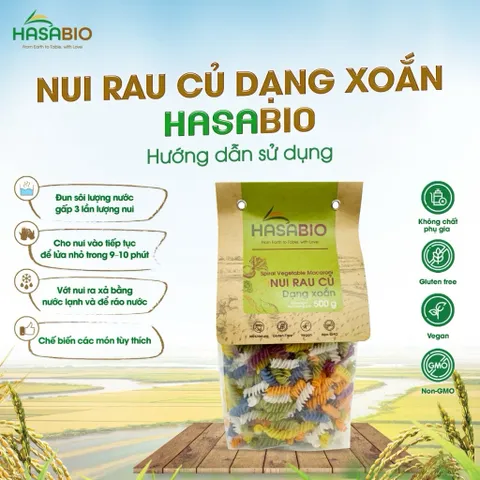 Nui Xoắn rau củ, Nui Maccaroni chữ C rau củ cho bé ăn dặm và cả nhà-HasaBio