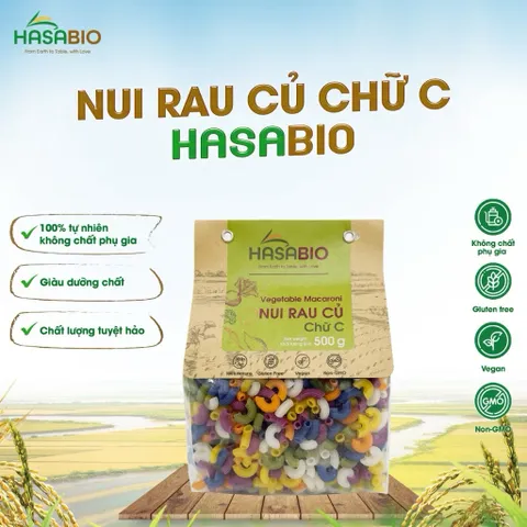 Nui Xoắn rau củ, Nui Maccaroni chữ C rau củ cho bé ăn dặm và cả nhà-HasaBio