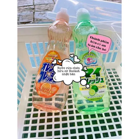 Nước rửa chén hữu cơ Rocket rửa chén bát ăn dặm cho bé 600ml (Made in Japan)
