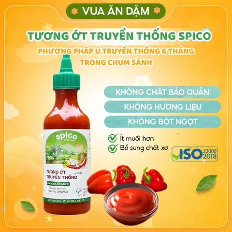 Tương Ớt Truyền Thống SPICO Chai 290gr Tương Ớt Không Chất Bảo Quản Không Hương Liệu Nhân Tạo Không Bột Ngọt
