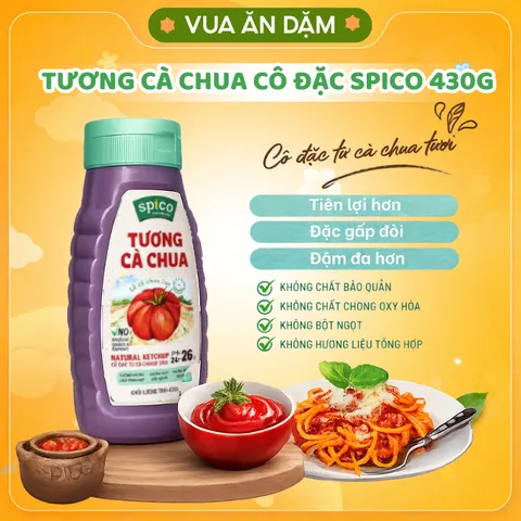 Combo Tương Ớt Tươngg Cà Chua SPICO Cho Bé Tương Ớt Tương Cà Cô Đặc Tự Nhiên - Chai 255g
