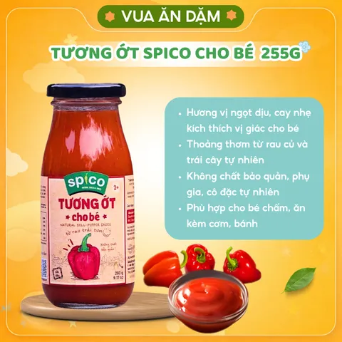 Combo Tương Ớt Tươngg Cà Chua SPICO Cho Bé Tương Ớt Tương Cà Cô Đặc Tự Nhiên - Chai 255g