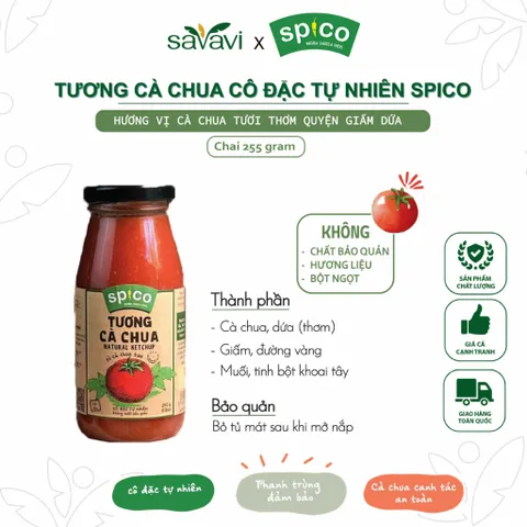 Combo Tương Ớt Tươngg Cà Chua SPICO Cho Bé Tương Ớt Tương Cà Cô Đặc Tự Nhiên - Chai 255g