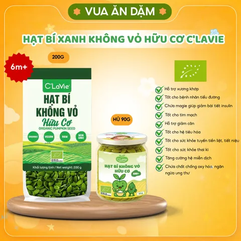 Hạt Bí Xanh Không Vỏ Hữu Cơ C'lavie 200g