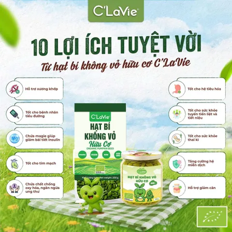 Hạt Bí Xanh Không Vỏ Hữu Cơ C'lavie 200g