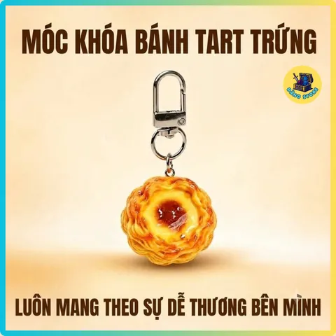 Móc Khóa Mô Hình Bánh Tart Trứng Mini Y Như Thật - Móc Chìa Khóa Treo Balo, Túi Xách Dễ Thương - ĐĂNG STORE