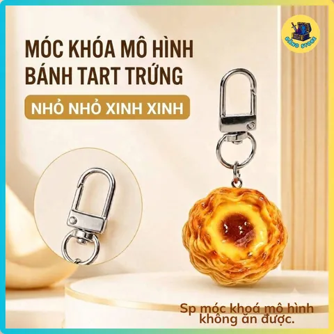 Móc Khóa Mô Hình Bánh Tart Trứng Mini Y Như Thật - Móc Chìa Khóa Treo Balo, Túi Xách Dễ Thương - ĐĂNG STORE