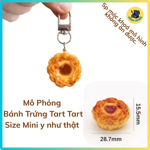Móc Khóa Mô Hình Bánh Tart Trứng Mini Y Như Thật - Móc Chìa Khóa Treo Balo, Túi Xách Dễ Thương - ĐĂNG STORE