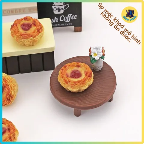 Móc Khóa Mô Hình Bánh Tart Trứng Mini Y Như Thật - Móc Chìa Khóa Treo Balo, Túi Xách Dễ Thương - ĐĂNG STORE