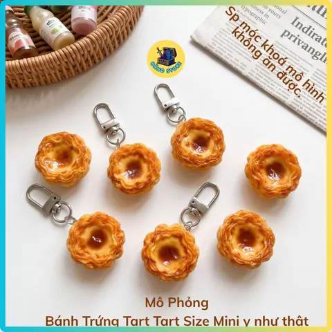 Móc Khóa Mô Hình Bánh Tart Trứng Mini Y Như Thật - Móc Chìa Khóa Treo Balo, Túi Xách Dễ Thương - ĐĂNG STORE