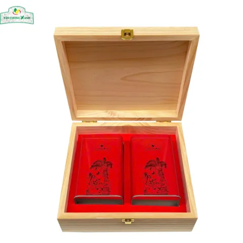 Trà Đinh Ngọc Tiến Vua - Hộp Gỗ Thông 200g - 300g - Trà Sạch Tân Cương Xanh