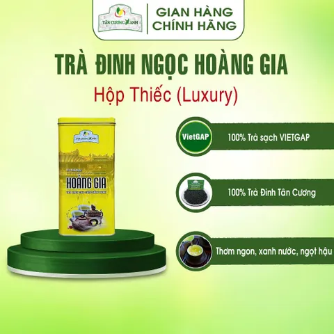 Trà Đinh Tân Cương Tiến Quan , Hoàng Gia , Tứ Quý, Tiến Vua 500g Hộp Kim Loại Luxury Trà Sạch Tân Cương Xanh
