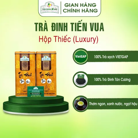 Trà Đinh Tân Cương Tiến Quan , Hoàng Gia , Tứ Quý, Tiến Vua 500g Hộp Kim Loại Luxury Trà Sạch Tân Cương Xanh