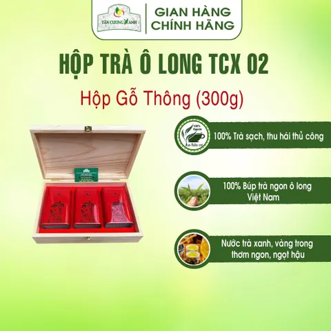 Trà Ô Long Hộp Gỗ Thông TCX 200g 300g 500g Trà Sạch Tân Cương Xanh
