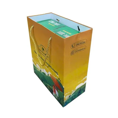 Túi Giấy Đựng Trà Tân Cương Xanh - Túi Giấy Đựng Quà Biếu Sang Trọng - Đựng Vừa 1kg, 2kg Trà Thái Nguyên