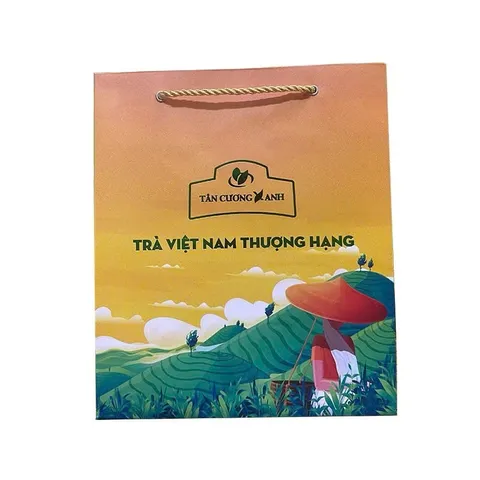 Túi Giấy Đựng Trà Tân Cương Xanh - Túi Giấy Đựng Quà Biếu Sang Trọng - Đựng Vừa 1kg, 2kg Trà Thái Nguyên