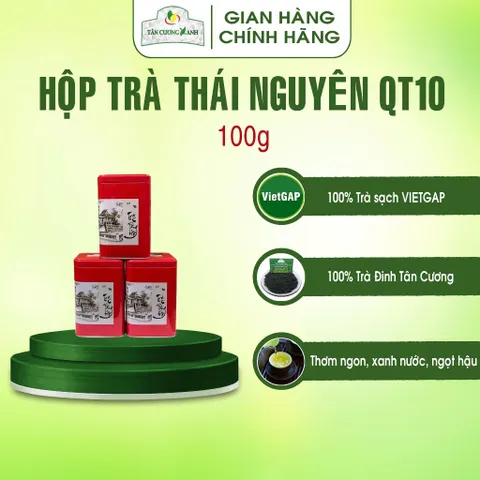 Hộp Trà Thái Nguyên QT10, QT15,AT01, AT02 100gram Trà Sạch Tân Cương Xanh