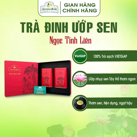 Hộp Qùa Trà Đinh Ướp Sen Ngọc Tỉnh Liên Hộp Hứng Dừa, Long Phương, Đại Việt, Tứ Long Trà Sạch Tân Cương Xanh