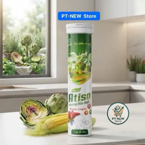 Viên Sủi ATISO Hương Râu Ngô-Giúp Thanh Nhiệt,Mát Gan,Bổ Sung VitaminC B1 B6 Cho Cơ Thể(T/20v/3,8g)