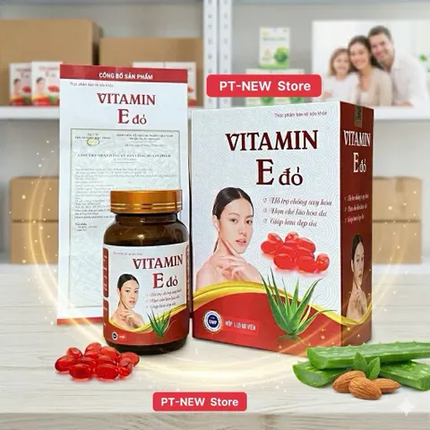 VITAMIN E Đỏ -Hỗ Trợ Giúp Chống Oxy Hoá, Hạn Chế Lão Hóa Da, Giúp Làm Đẹp Da, Trắng Da(Hộp/60viên)