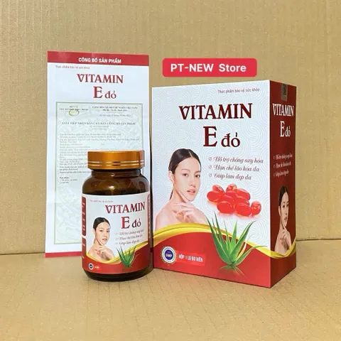 VITAMIN E Đỏ -Hỗ Trợ Giúp Chống Oxy Hoá, Hạn Chế Lão Hóa Da, Giúp Làm Đẹp Da, Trắng Da(Hộp/60viên)