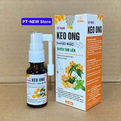 Xịt Họng Keo Ong Nano Bạc Xuyên Tâm Liên 20ml-Hỗ trợ giảm ho, rát họng, các vấn đề về hô hấp