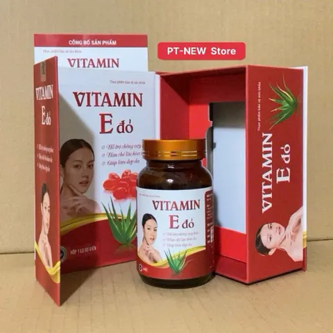 VITAMIN E Đỏ -Hỗ Trợ Giúp Chống Oxy Hoá, Hạn Chế Lão Hóa Da, Giúp Làm Đẹp Da, Trắng Da(Hộp/60viên)